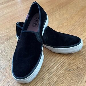 KEDS Black Velvet Velour Slip on Shoes